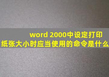 word 2000中设定打印纸张大小时应当使用的命令是什么